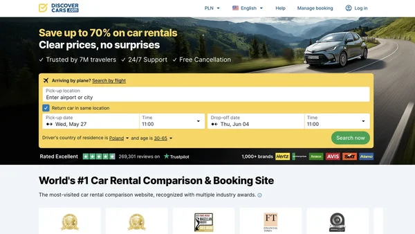 DiscoverCars.com screenshot